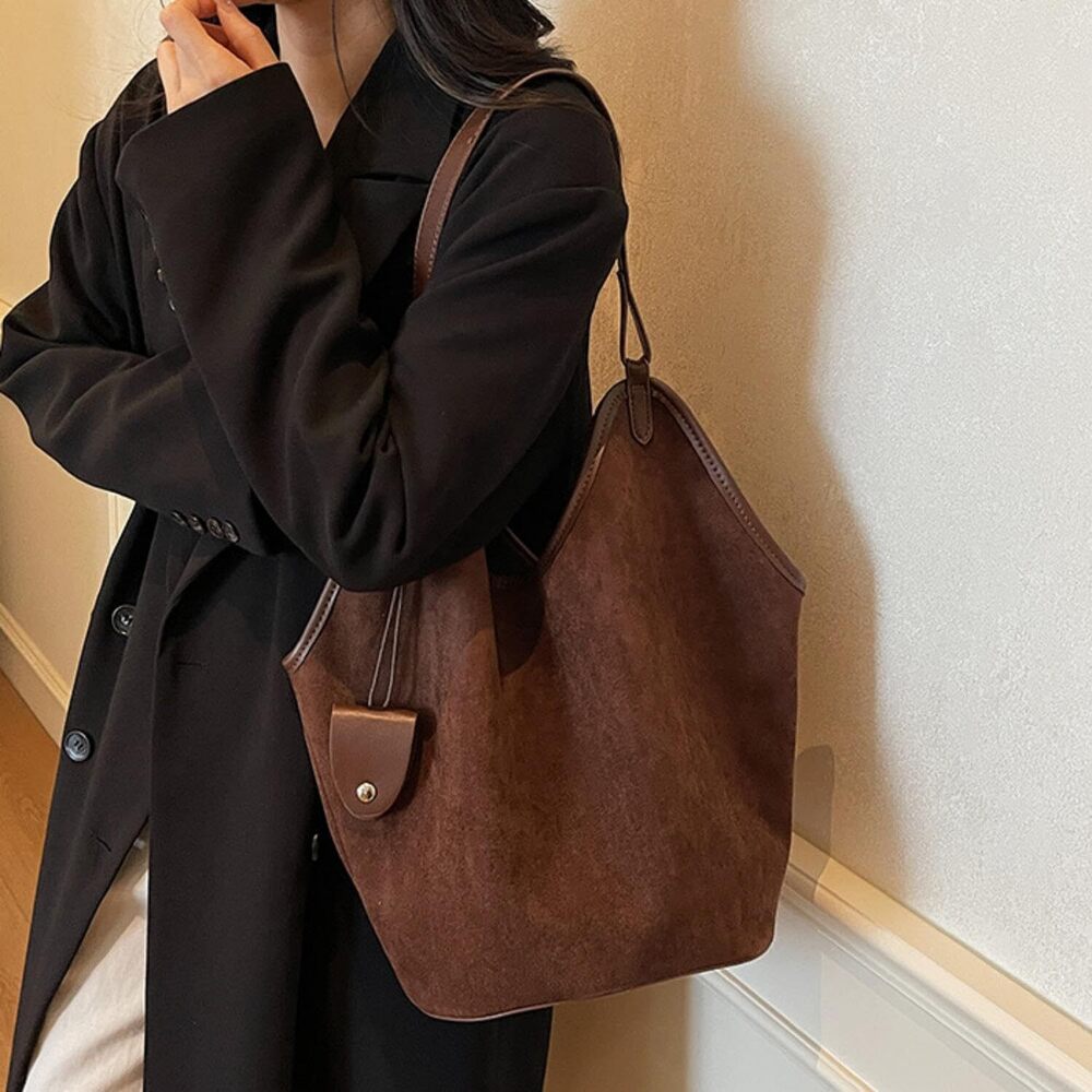 9128 Slouchy Suede Hobo Tote Bag Trendy Suede Purse Large Capacity Shoulder - Picture 2 of 7